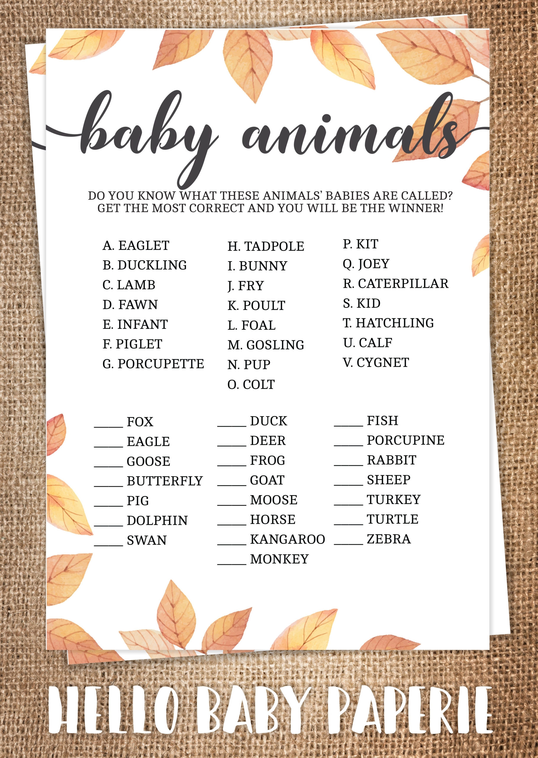 Free Printable Baby Shower Games Fall Theme Baby Shower Games FREE