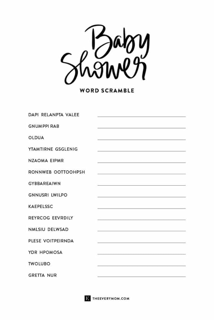 Free Printable Baby Shower Games With Answers Printable Lab