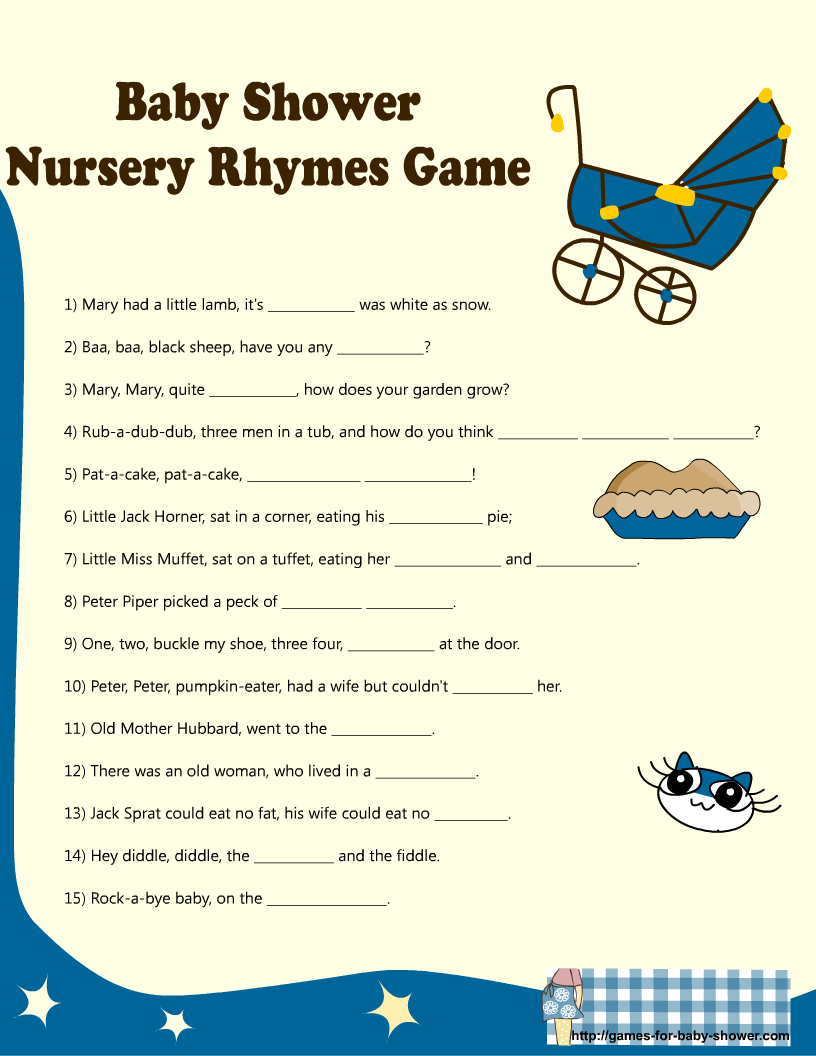Free Printable Baby Shower Nursery Rhyme Game 59 OFF