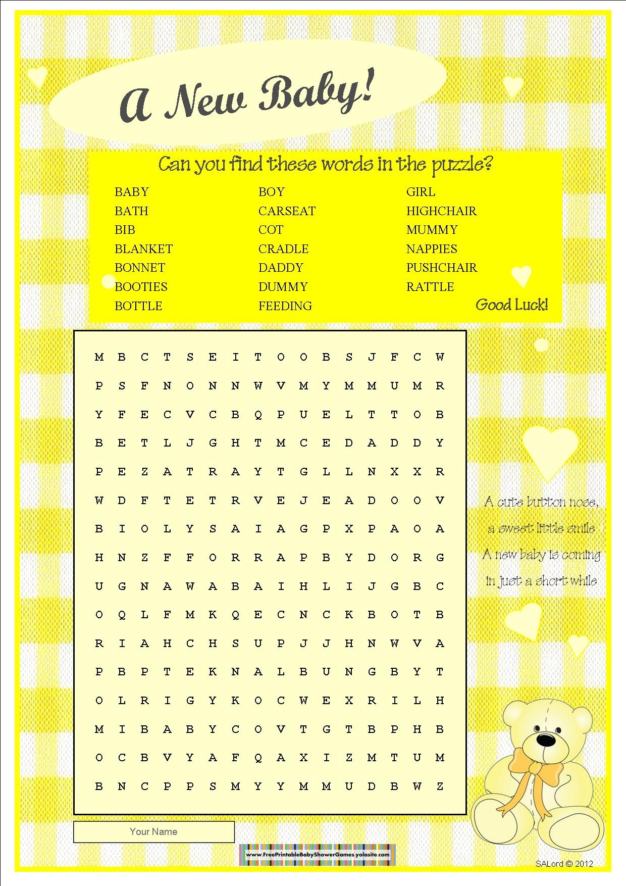 Free Printable Baby Shower Quiz Games