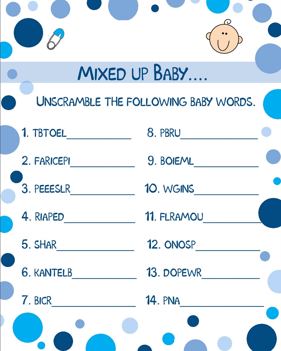 free printable baby word search game