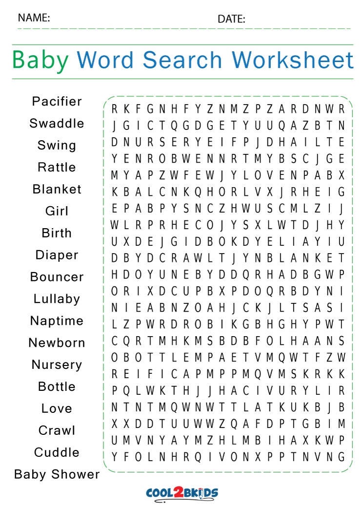 Free Printable Baby Word Search Printable Word Search Maker