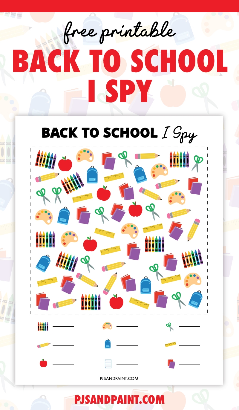 Free Printable Back To School I Spy Pjs And Paint
