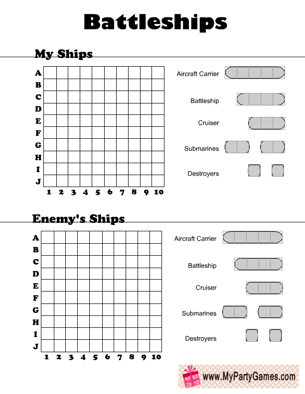 free printable battleships game