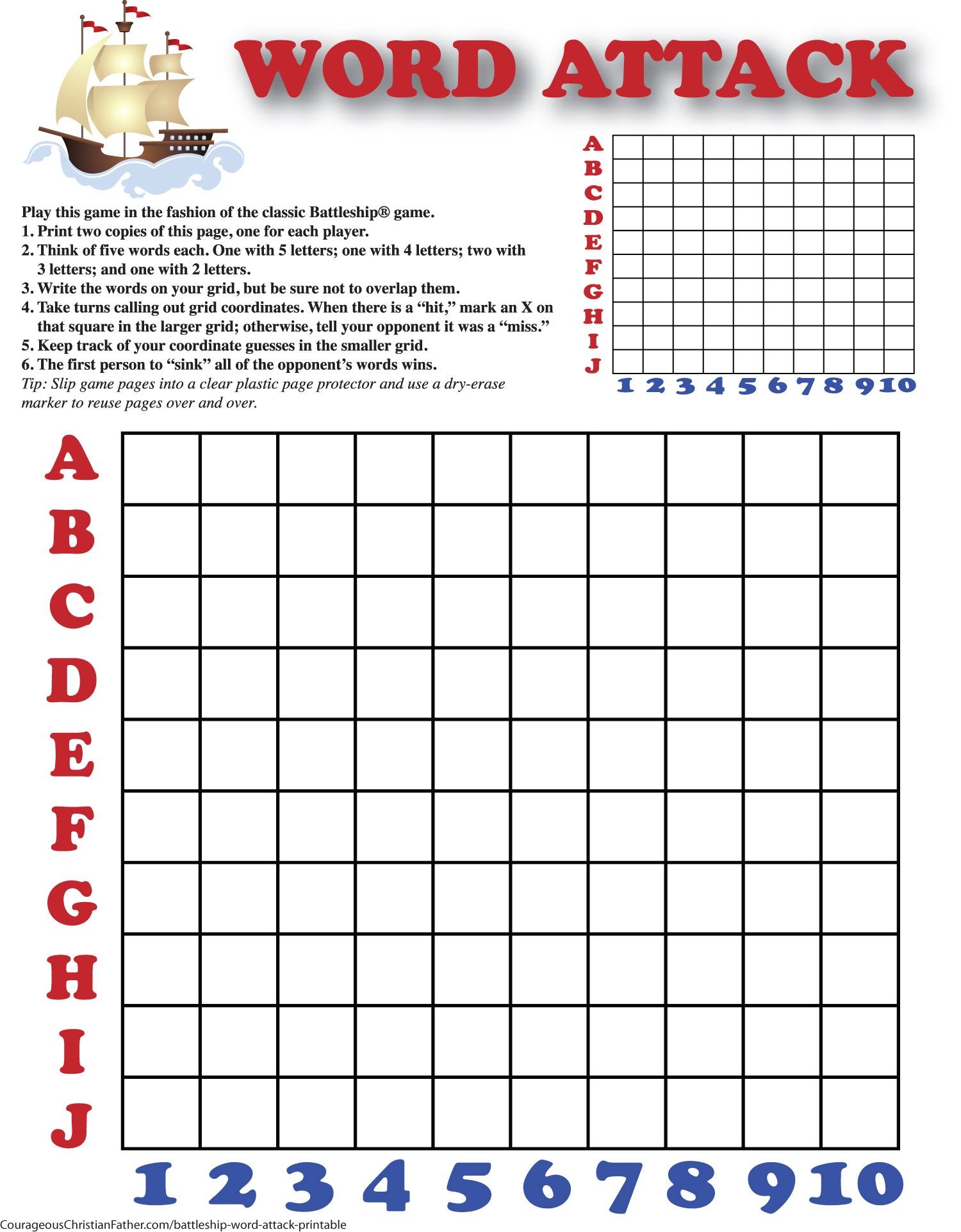 Free Printable Battleships Game For Kids Artofit
