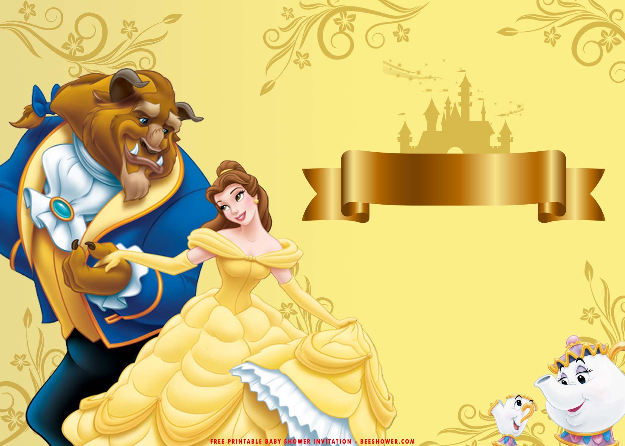 Free Printable Beauty And The Beast Invitation Template Printable 