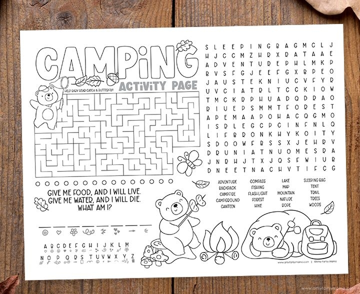Free Printable Camping Activity Page In 2024 Fun Worksheets For Kids 