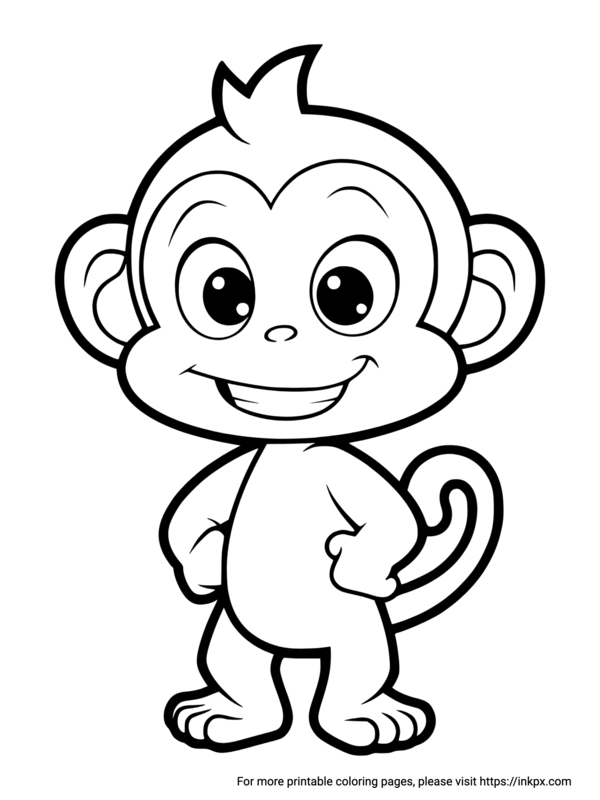Free Printable Cartoon Monkey Coloring Page InkPx