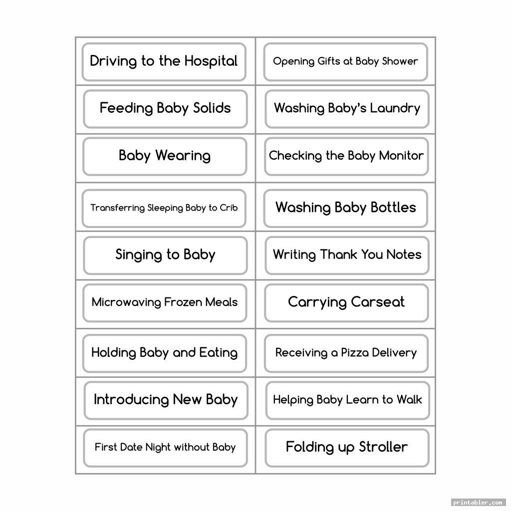 Free Printable Charades Baby Shower Games