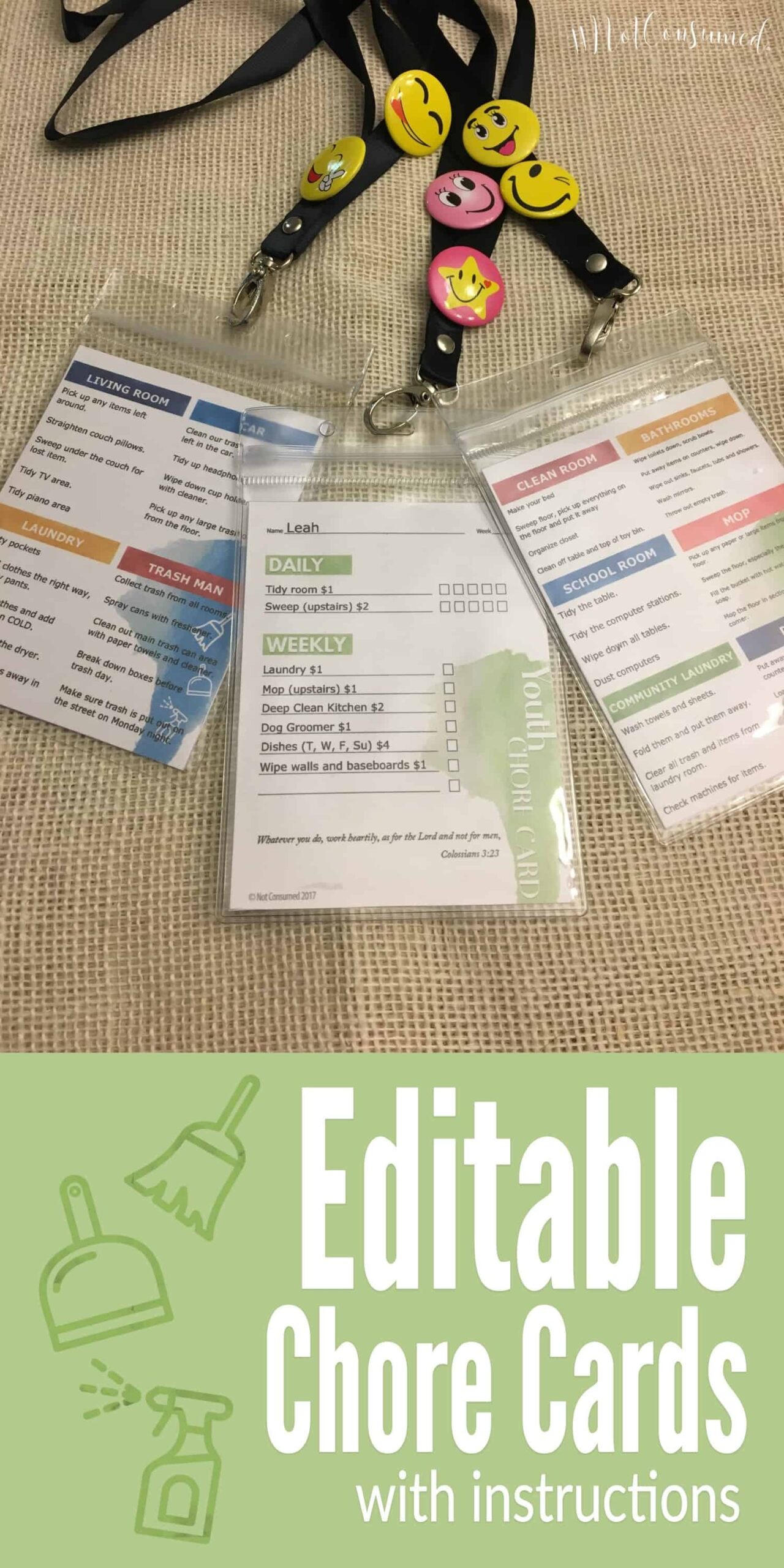Free Printable Chore Cards For Kids you Can Edit 