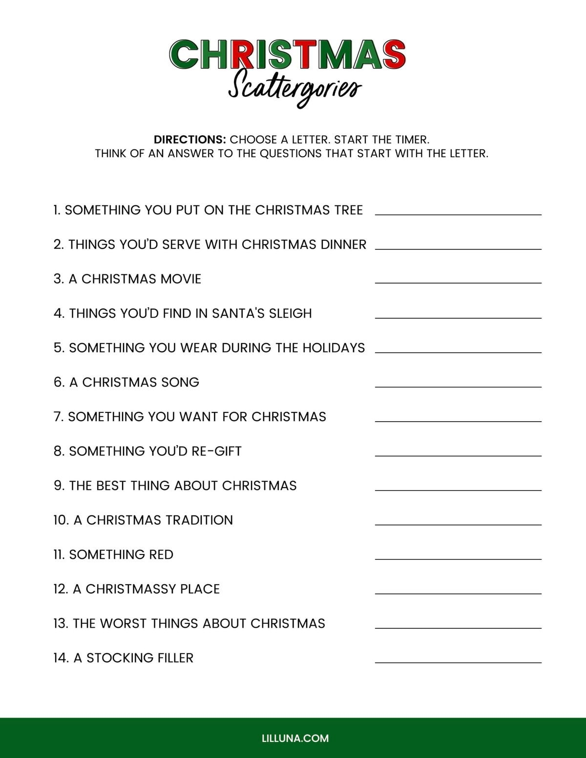 free printable holiday activities