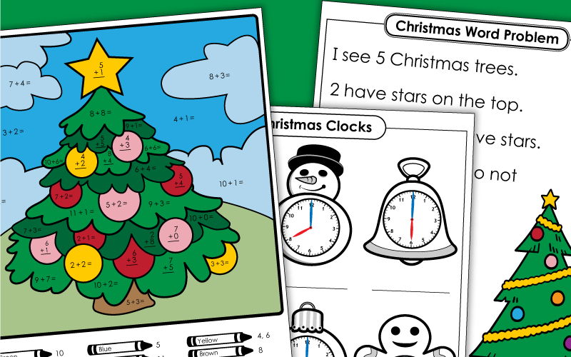 Free Printable Christmas Math Worksheets Pre K 1st Grade 2nd 