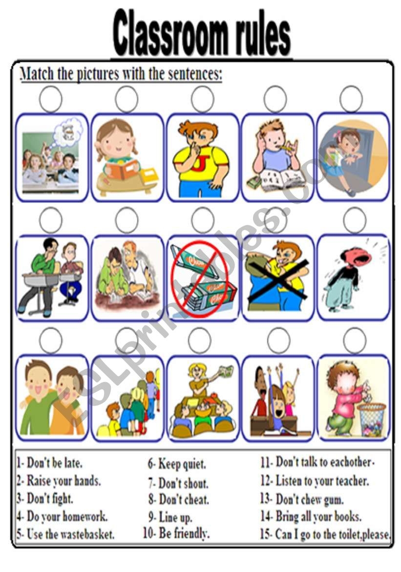 free printable classroom rules with pictures