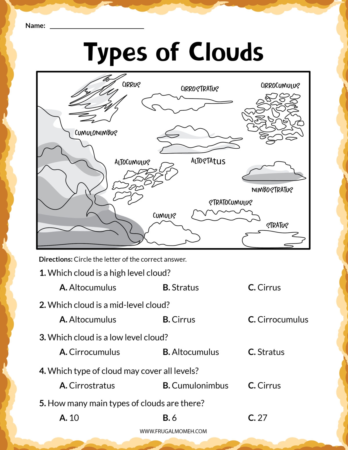 free printable pictures of clouds