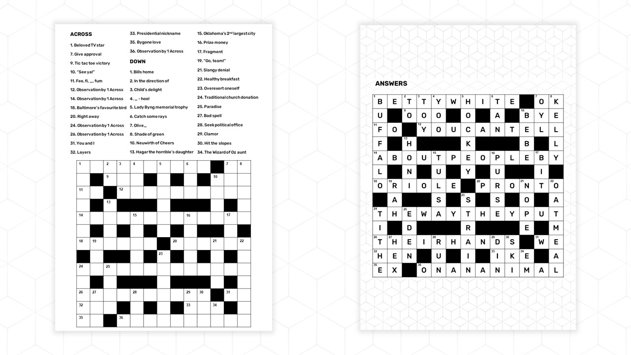 Free Printable Crossword Puzzle Template PPT Google Slides