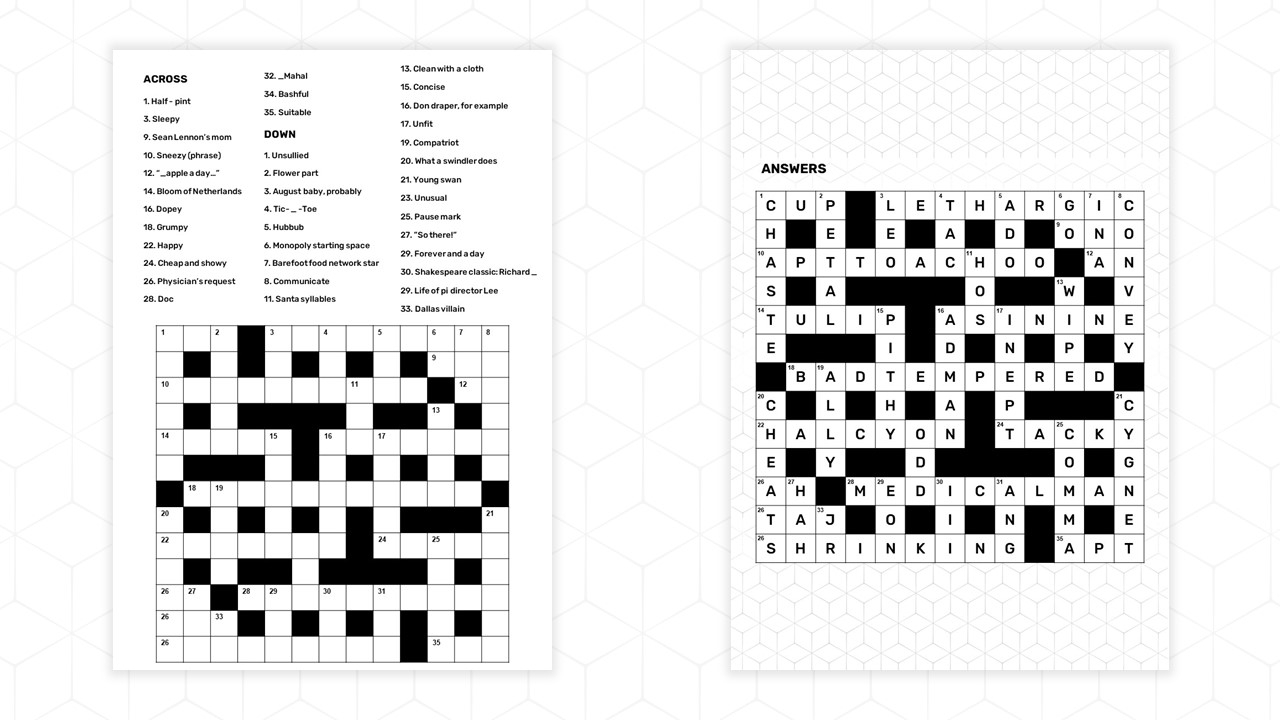 Free Printable Crossword Puzzle Template PPT Google Slides