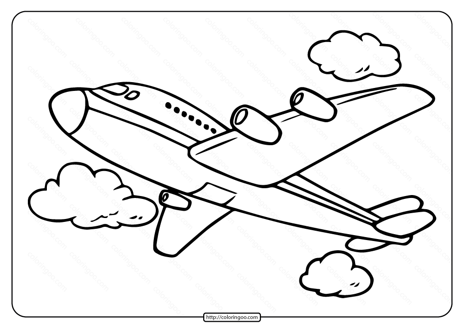 Free Printable Cute Airplane Pdf Coloring Page