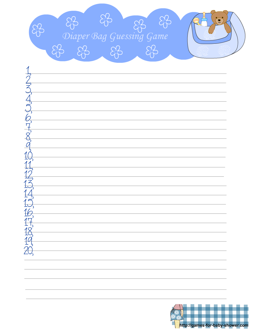 free printable baby shower guessing game