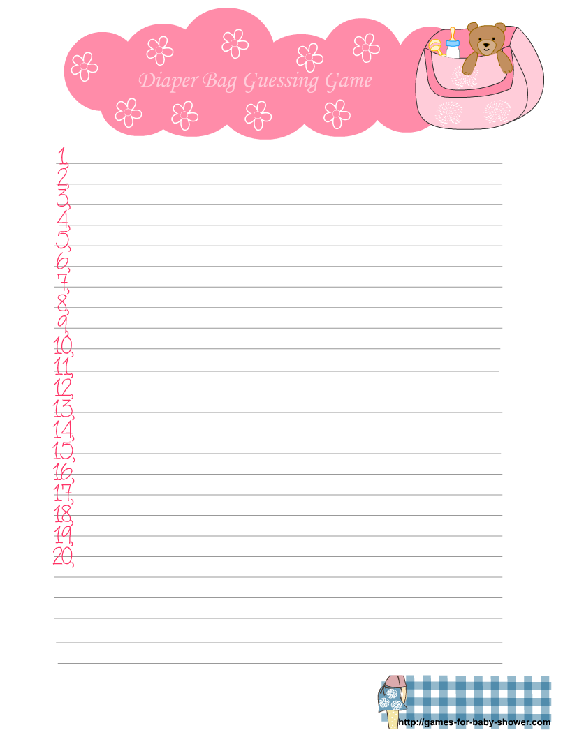 Free Printable Diaper Bag Guessing Game For Baby Shower