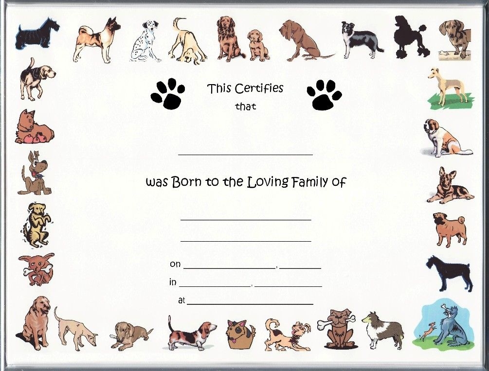 Free Printable Dog Birth Certificate Calendar Printables