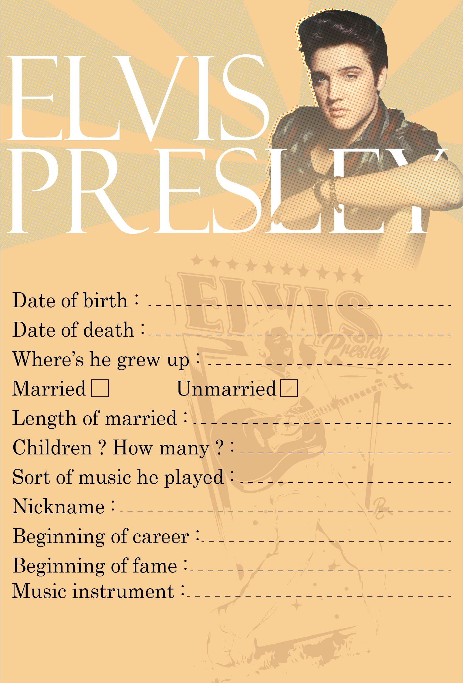 Free Printable Elvis Presley Worksheets Printable Templates By Nora