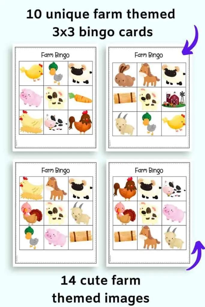 Free Printable Farm Animal Bingo Farm Animals Activities Free Bingo