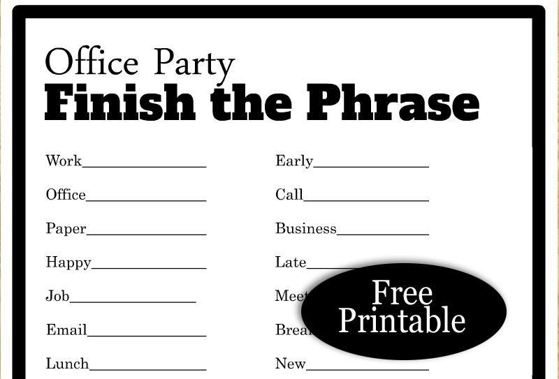 Free Printable Finish The Phrase Game