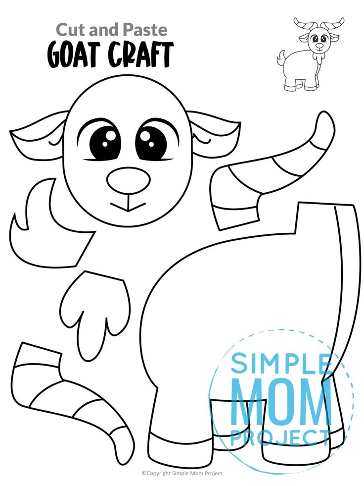 Free Printable Goat Craft Template Farm Animal Crafts Animal Crafts