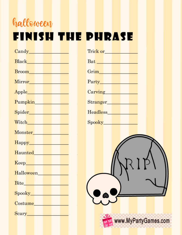 Free Printable Halloween Finish The Phrase Game Halloween Printables 
