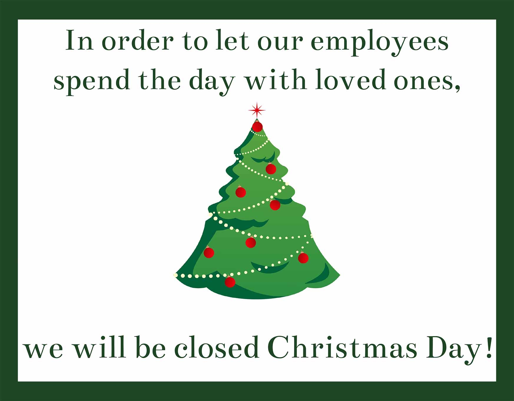 Free Printable Holiday Closed Signs For Businesses Printable Form 