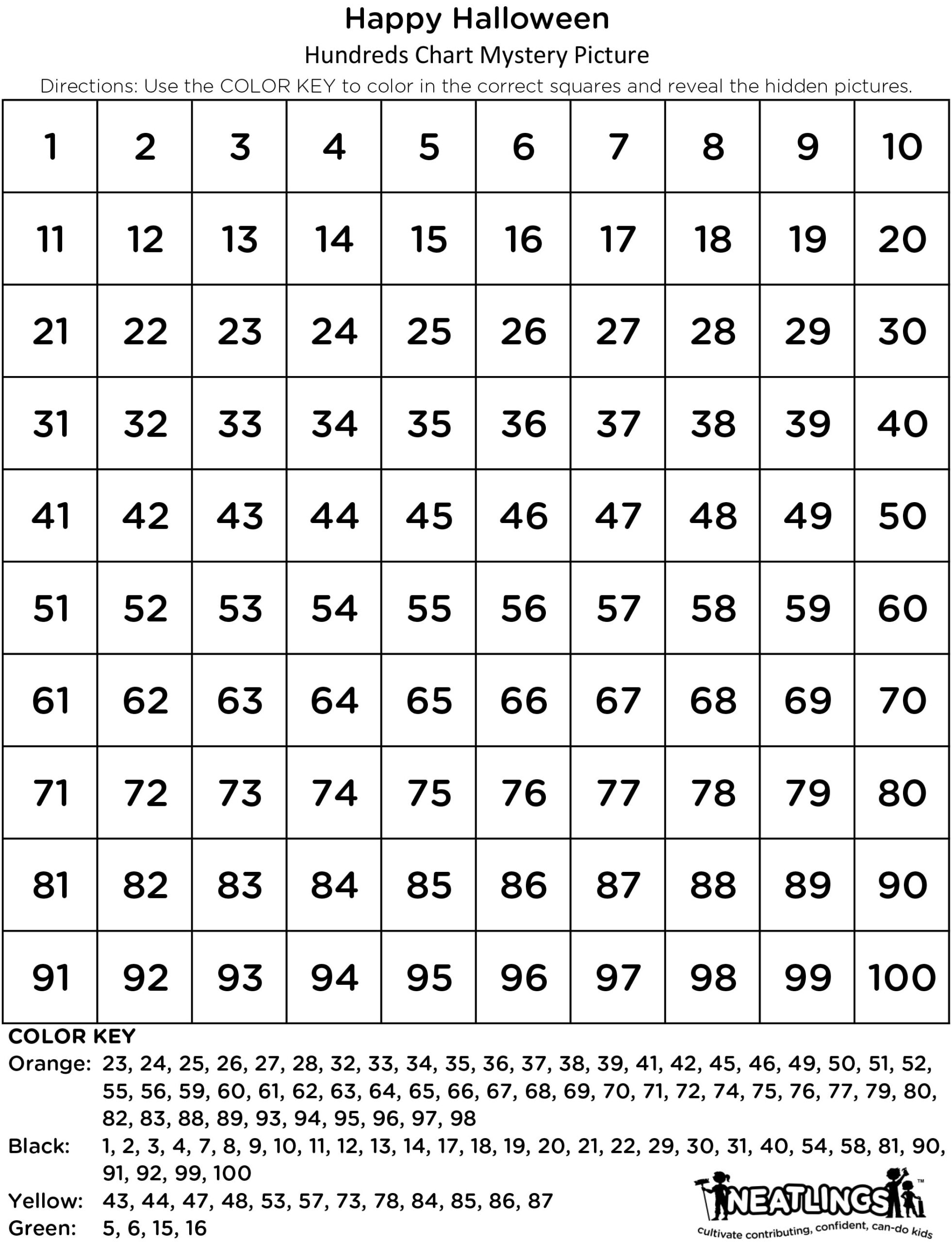 free printable hundreds chart mystery pictures