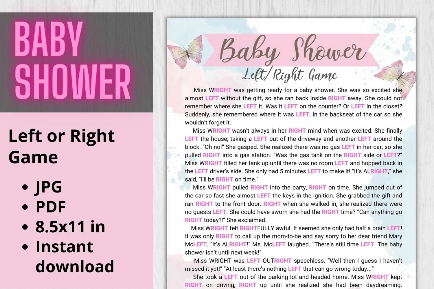 Free Printable Left Right Baby Shower Game 52 OFF