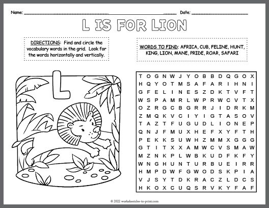 lion printable activities