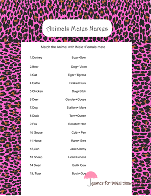 Free Printable Match The Animal Mates Names Game Animals Mating Name 