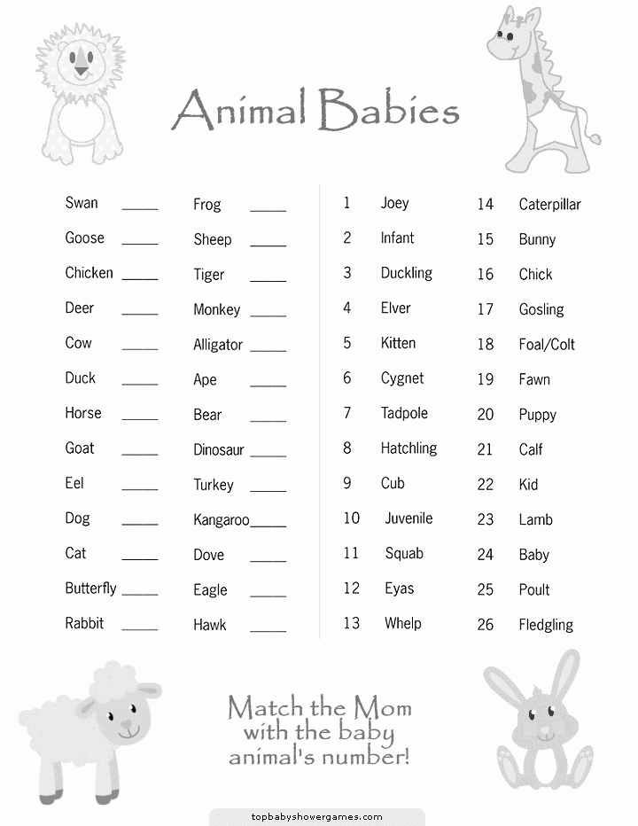 Free Printable Match The Baby Animal Name Game Baby A Vrogue co