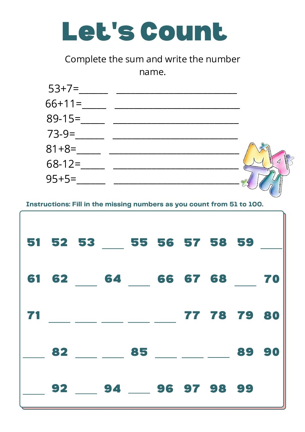 Free Printable Math Worksheets Worksheets Library