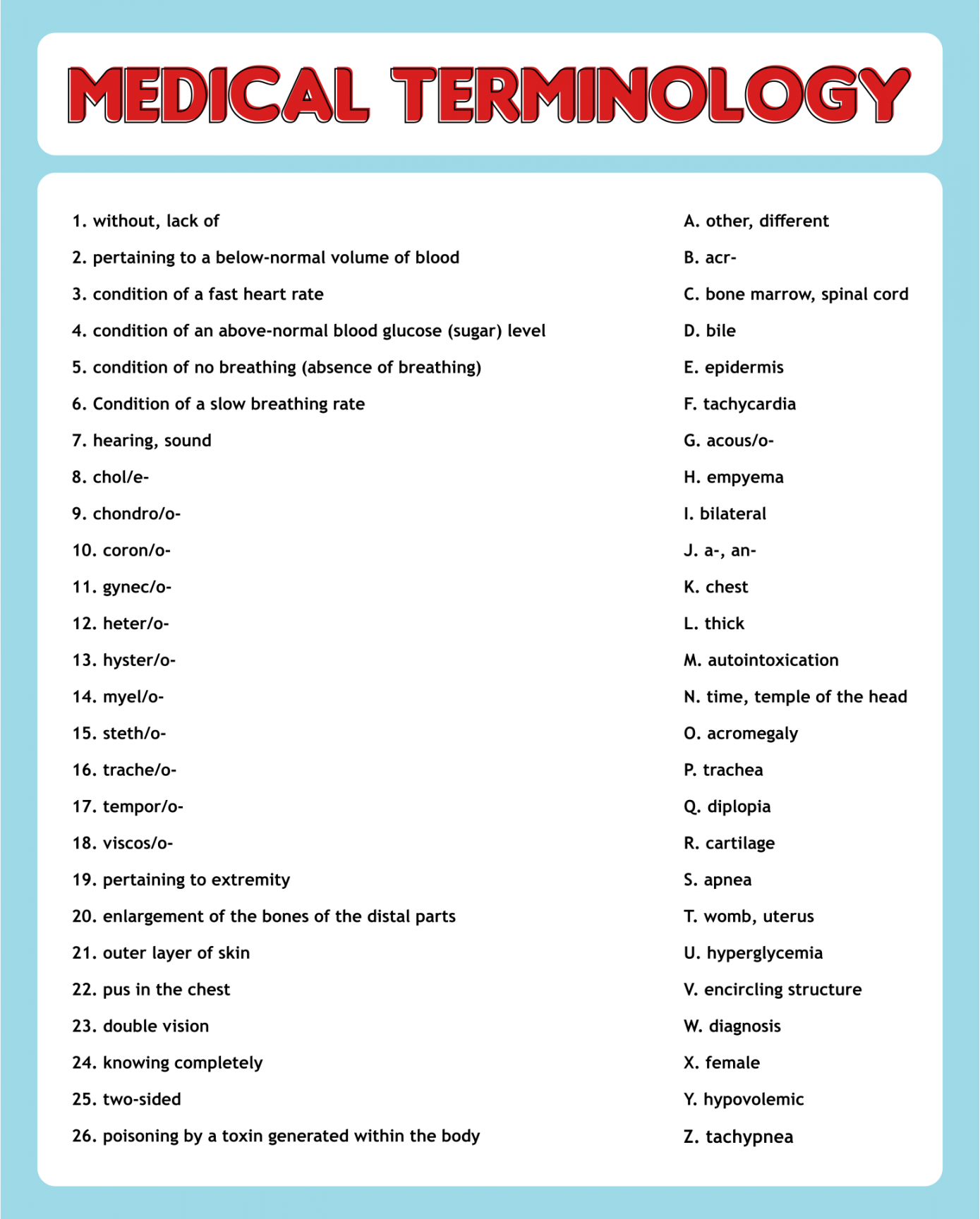 Free Printable Medical Terminology Worksheet FREE Printable HQ