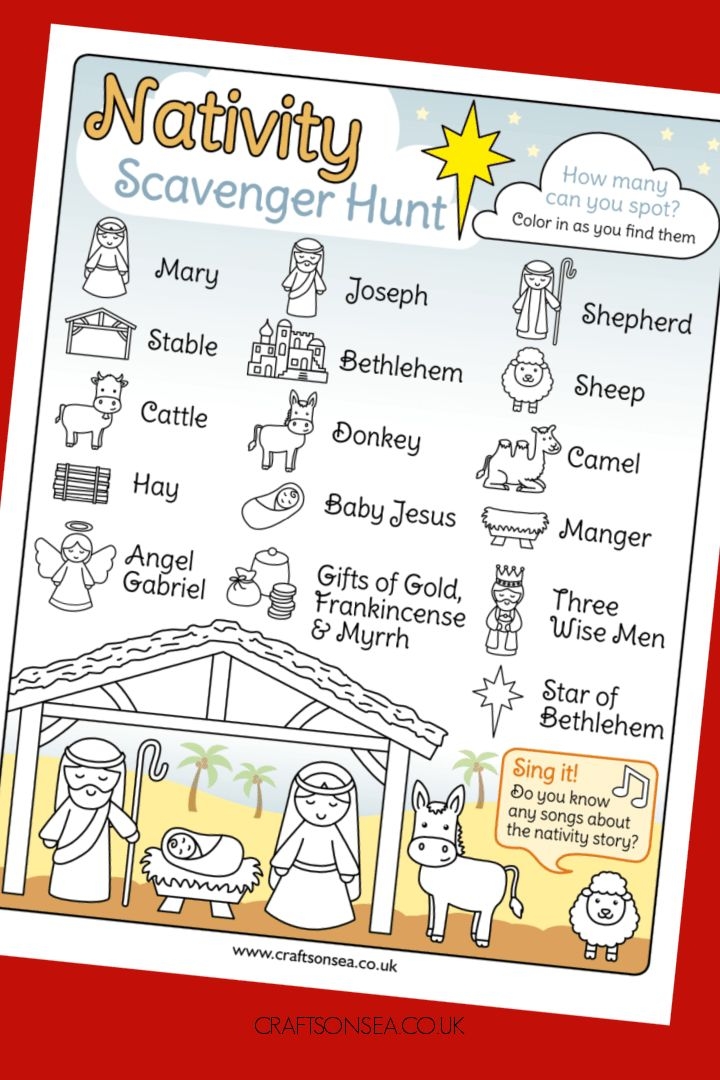 FREE Printable Nativity Scavenger Hunt Crafts On Sea Christmas