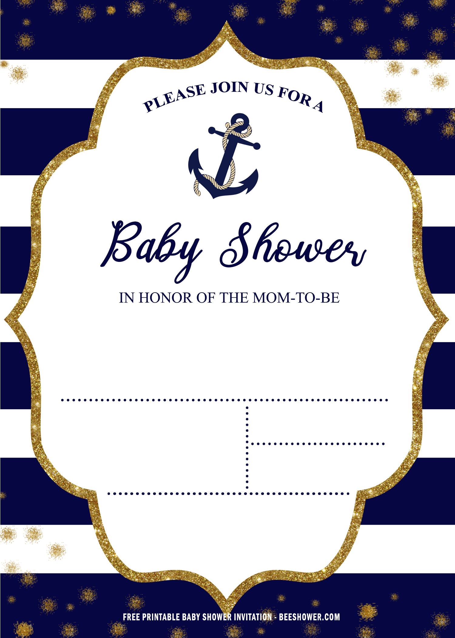 FREE Printable Nautical Baby Shower Invitation Templates Download 