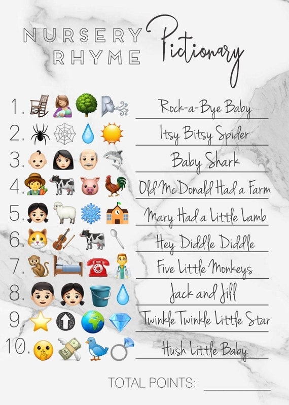 Free Printable Nursery Rhymes Emoji Pictionary Quiz 49 OFF