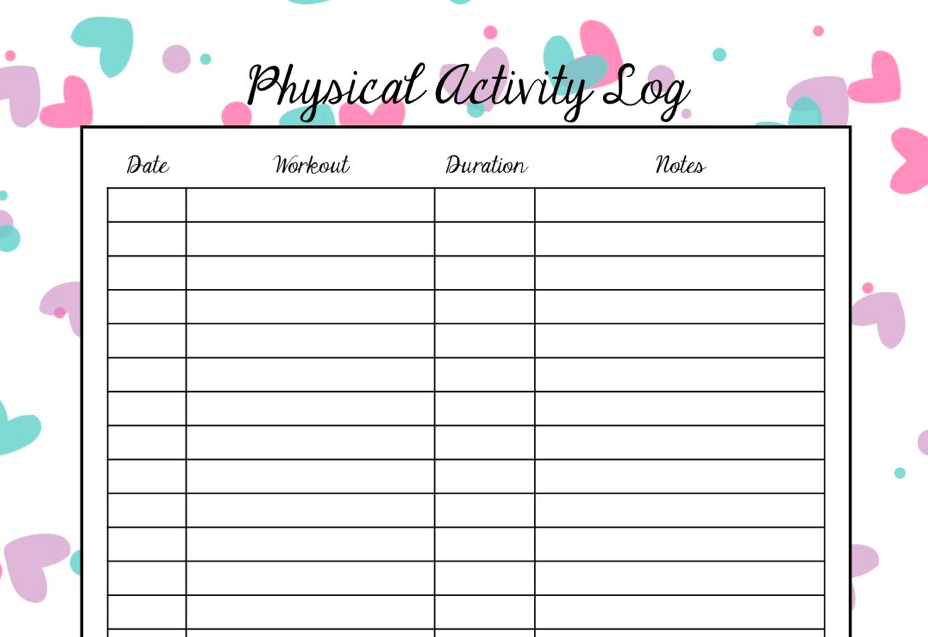 free printable physical activity log