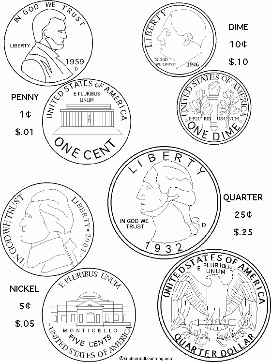 free printable pictures of coins for teaching