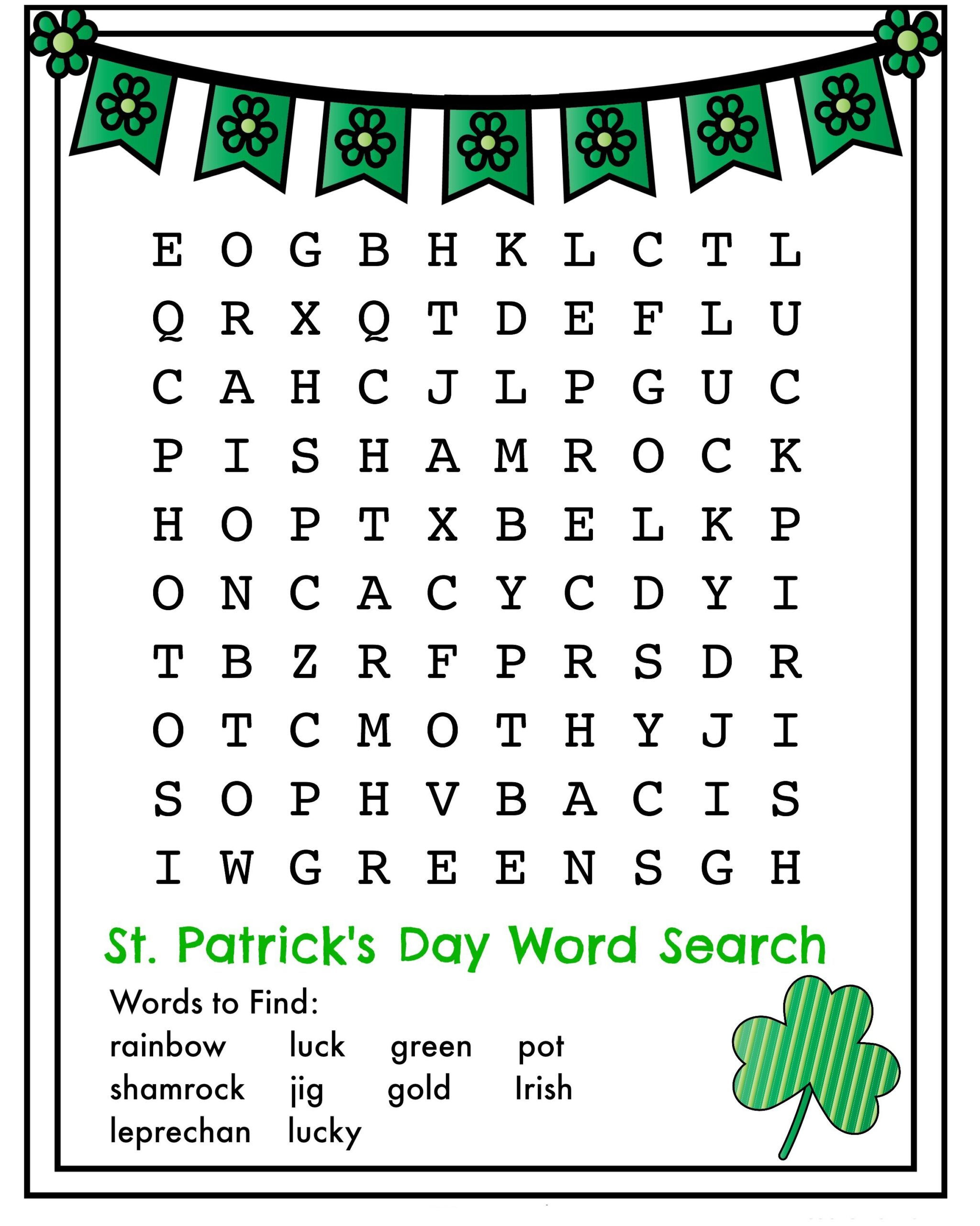 free online printable online st patty games for teenager