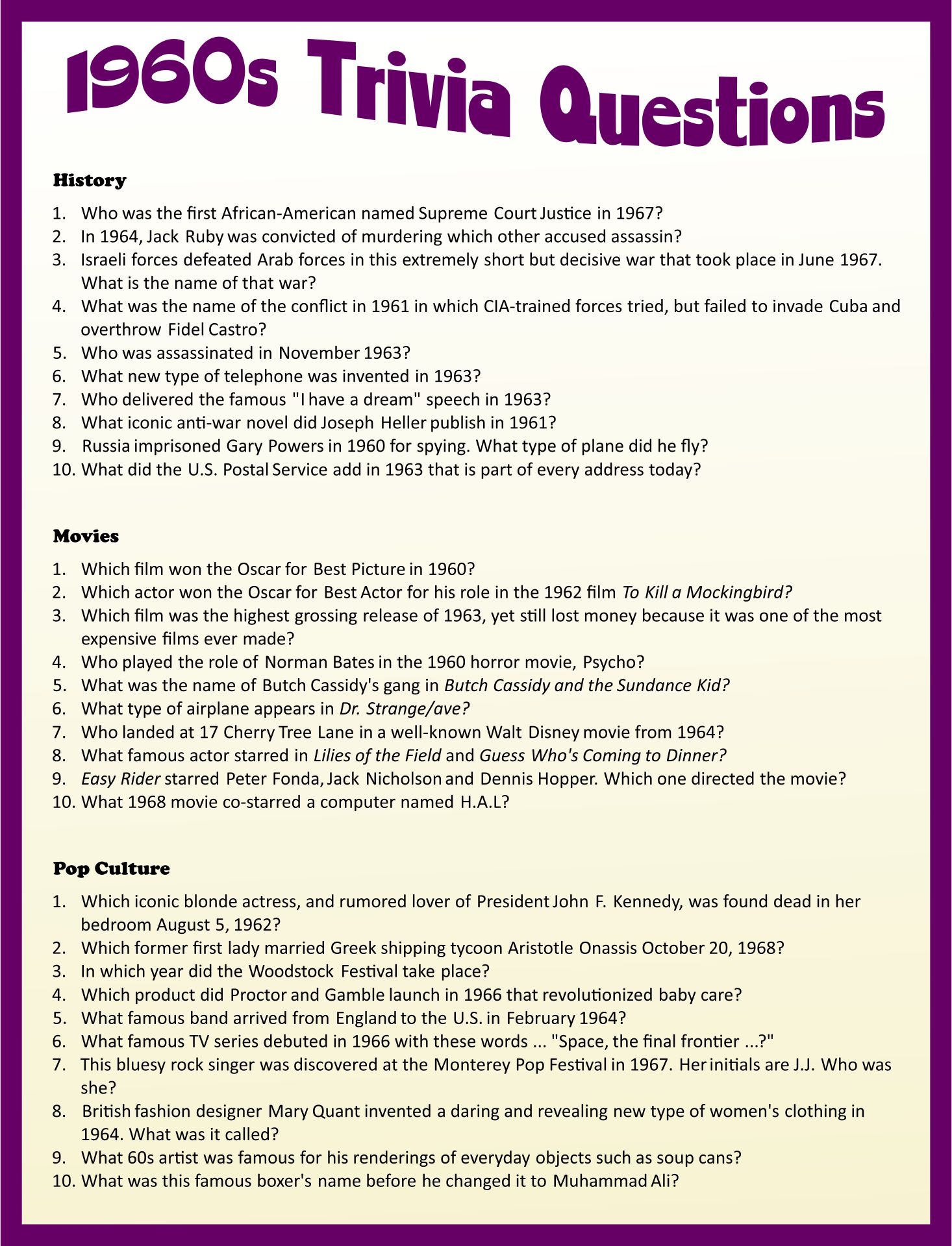 Free Printable Trivia And Answers For Seniors Trivia Questions And Answer