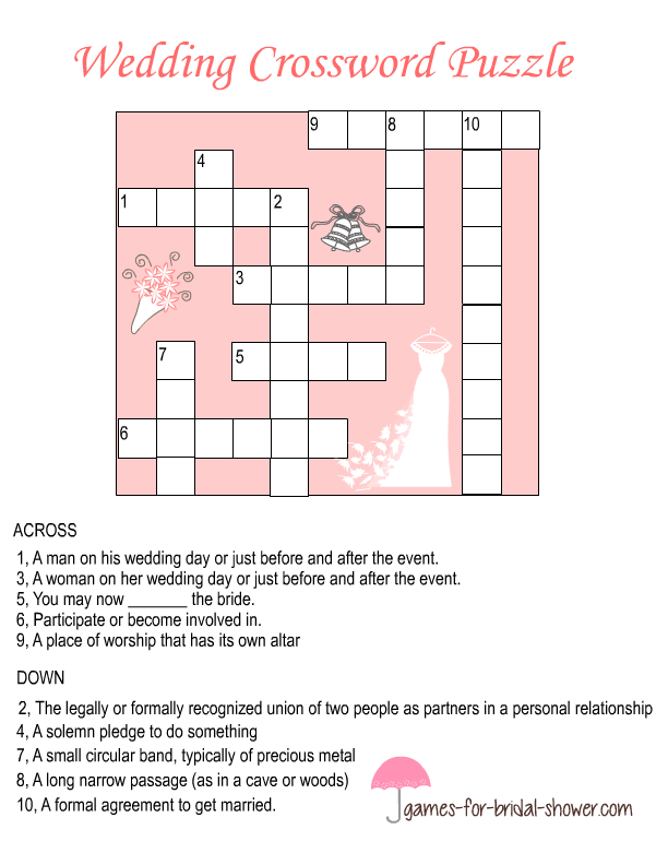 Free Printable Wedding Crossword Puzzle