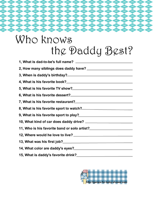 Free Printable Who Knows The Daddy Best Game