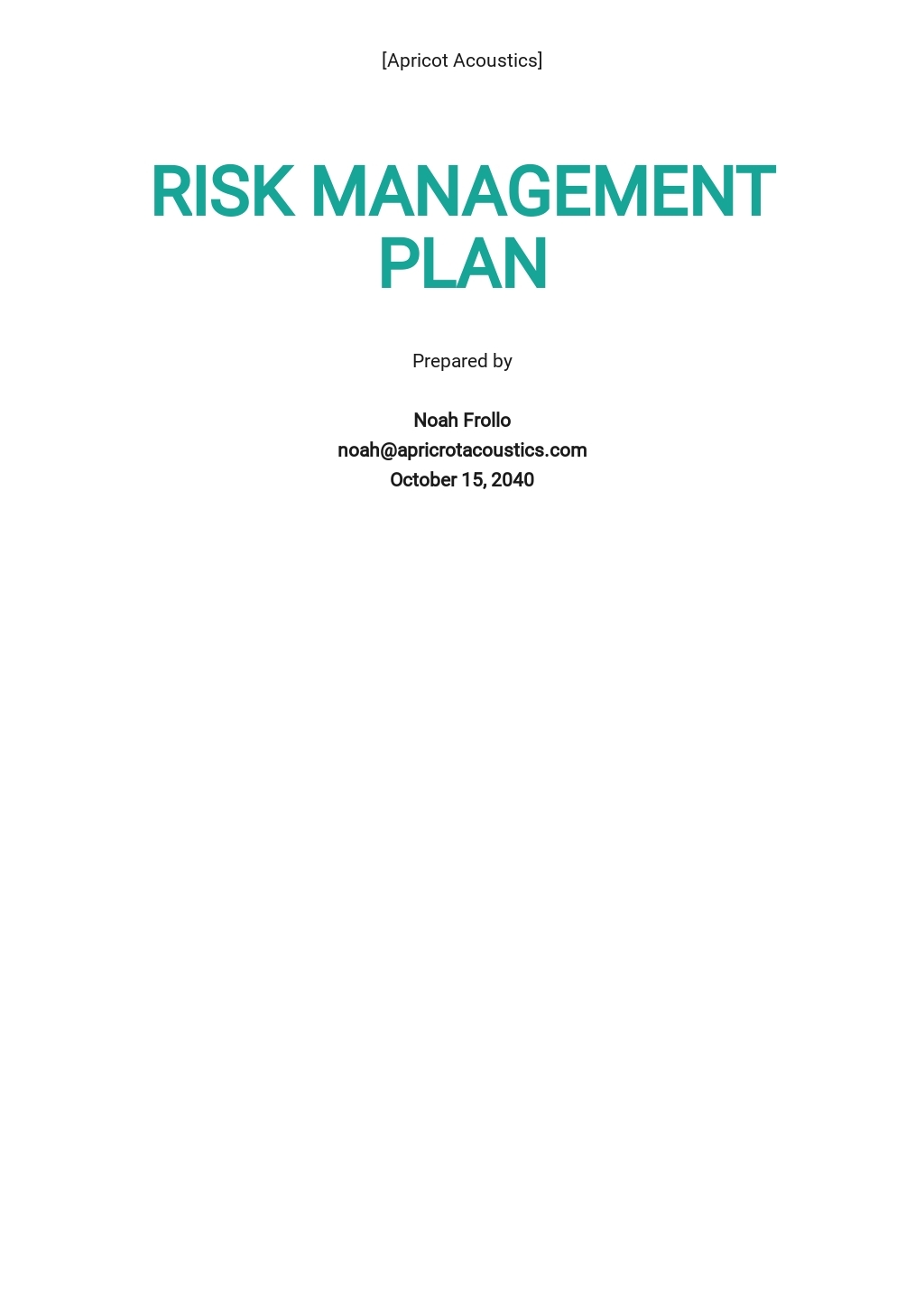 FREE Risk Management Plan Templates In PDF Template