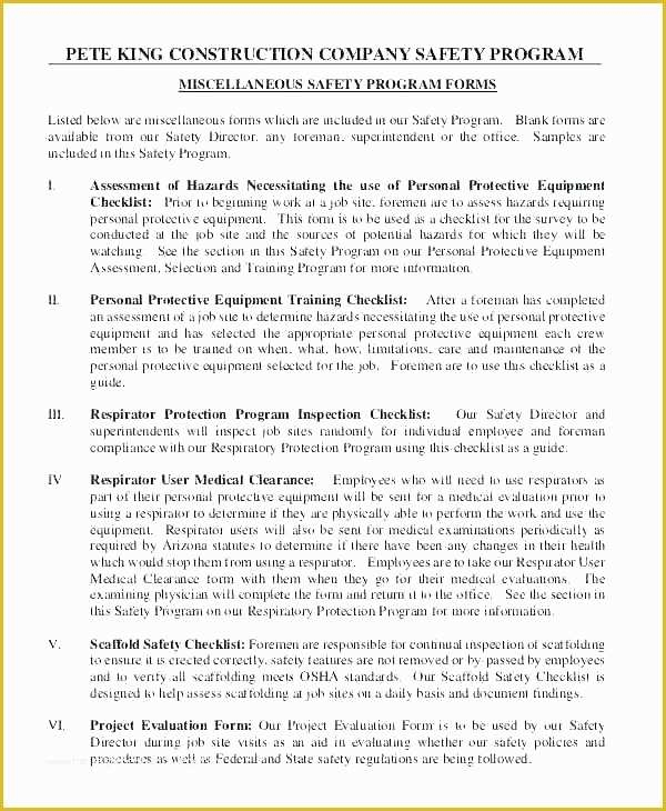 Free Safety Program Template Of Osha Health And Safety Plan Template 