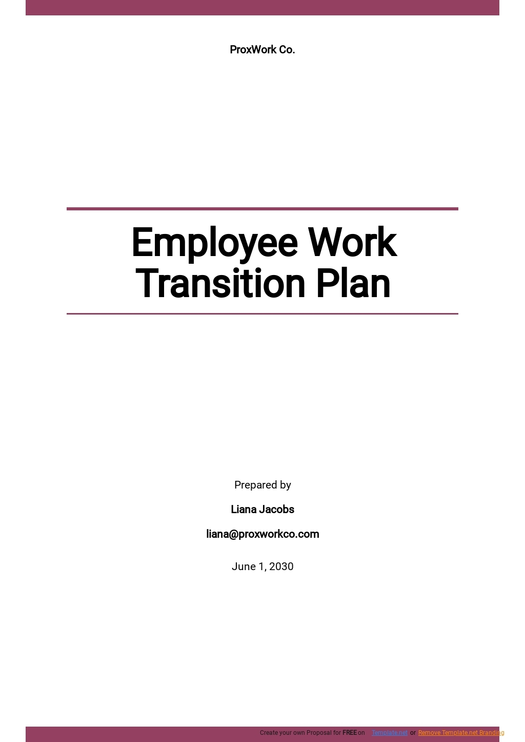 Free Sample Employee Transition Plan Template Google Docs Word 