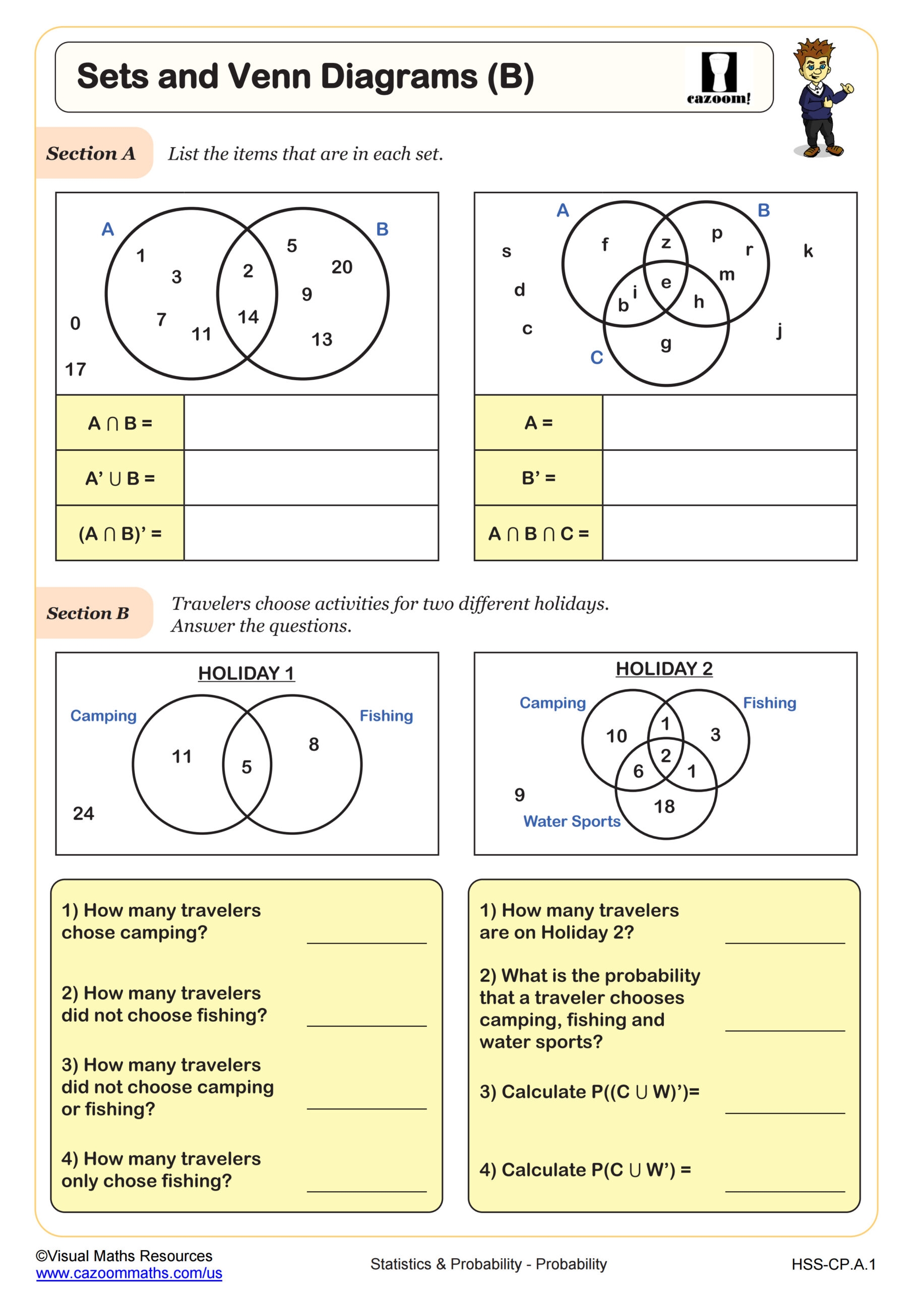 sets math worksheets